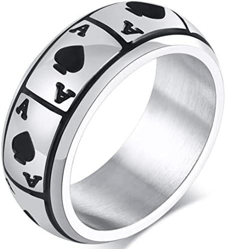 8mm de aço inoxidável Ace Ace Spade Poker Jogos de casamento Promise Declaração Ring Biker Biker