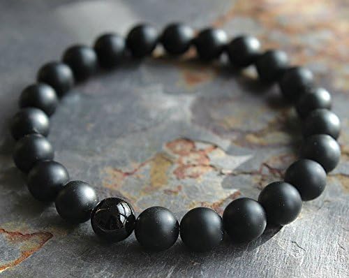 Fonphisai Shop Mens fosco de onyx ioga de ioga Energia Bracelete Bracelete Gift para ele jóias