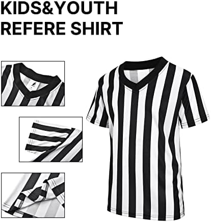 AMOY 4PCS Arrente de camisa de camisa infantil Basquete de futebol Official Jersey Black White Stripe Pro Ref Uniformes