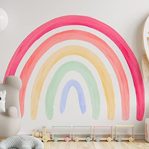 Decalques de parede de arco -íris de aquarela grande decalques de parede de arco -íris boho adesivo de parede colorido Arte de parede colorida Decalques de arco -íris para garotas garotas
