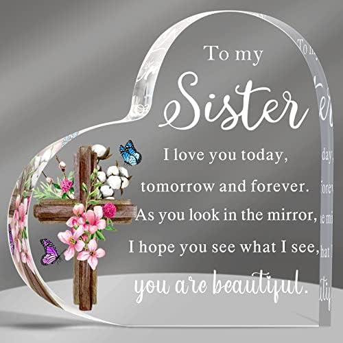 Irmãs presentes da irmã acrílica Heart Plate Plate for Sister Side Side ou Miles Apart Gift Irmã Sogra Presente Inspirando Presente