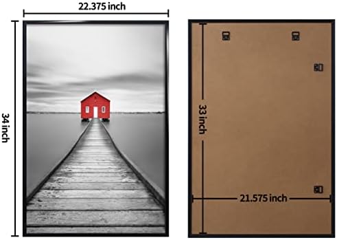 Elsker & Home 22.375 x 34 Quadro de pôsteres 3 pacote, moldura de imagem preta para montagem na parede horizontal ou vertical,