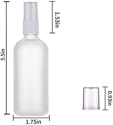 Garrafas de spray de vidro hidior para óleos essenciais, 3,4 onças de spray de névoa fina pequena, fosco transparente, vazio, 2 pacote