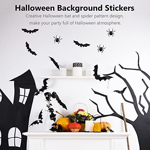 Decalques de janela de nuobesty 48pcs adesivos de parede de Halloween PVC 3D Bats Spider Wall Decal