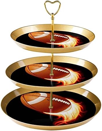 Stand de bolo de sobremesas, decoração de mesa para celebração de festa de casamento de casamento, Flames American Football