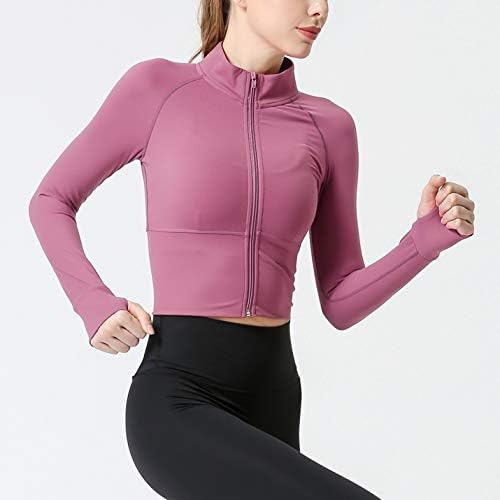 Pehmea feminina feminina atlética Full Zip Workout Yoga Jacket com orifícios de polegar