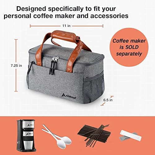 Organizador da bolsa de cafeteira do ADir Mini Single Serv Serv de viagem, portátil para viagens, camping, lancheira