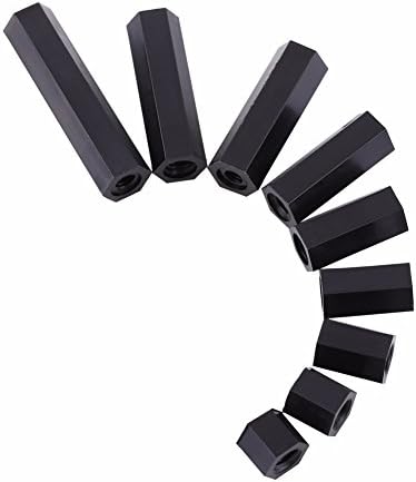 Parafuso 100pcs/pacote m3 feminino x m3 fêmea hexágica squet spacer standOff PA66 NYLON DE NYLON preto para placas de circuito