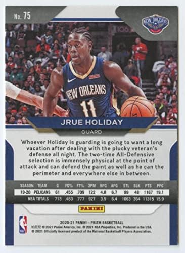 2020-21 Panini Prizm 75 Jrue Holiday New Orleans Pelicans NBA Basketball Trading Card