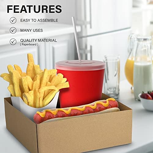 MT Products Movie Night Supplies Food Bandey - 10,5 x 10,5 x 3,69 Kraft Paperboard Movie Night Snacks - bandeja de estádio