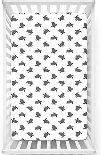 Tartaruga marinha com tema Mini folhas de berço, lençóis de berço portáteis folhas de berço macias e elásticas para meninas