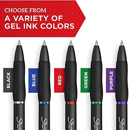 Sharpie S-gel, canetas de gel, ponto fino, caneta em gel de tinta azul, 12 contagem e S-gel, canetas de gel, ponto médio, cores variadas, 12 contagem