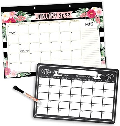 1 calendário floral grande calendário 2023-2024 Padrocatinho de calendário, 1 grande calendário magnético para a