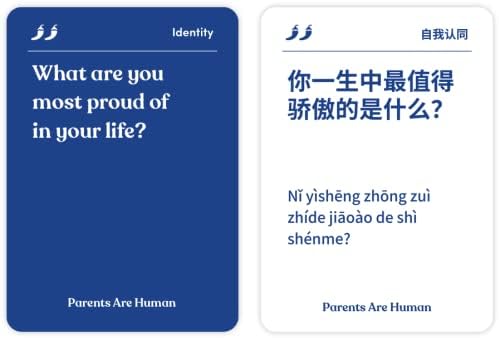 Os pais são humanos: um jogo de cartas bilíngues para despertar conversas profundas entre você e seus entes queridos