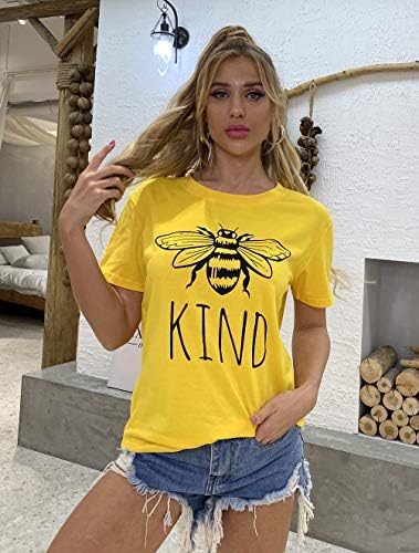 Seja gentil camiseta feminina de manga curta cam camisas de abelha fofa camisetas gráficas