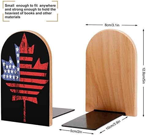 Uso Canadá bandeira de bordo do livro de madeira impressa Ends Non-Skid Decor Bookend Small for Office Home 1 par