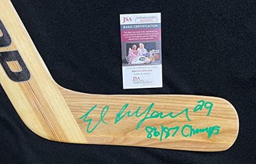 Ed Belfour assinado e inscrito NCAA Champs Dakota do Norte Sioux Stick JSA Coa Stars - Sticks NHL autografados