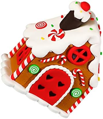 Toyandona Christmas Lingled Gingerbread House Figure Miniature Christmas Village Houses Toppers Decoration Desktop Ornament