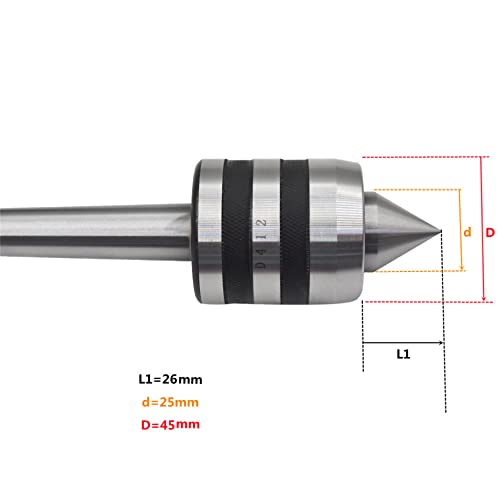 Kimllier MT2 Live Tailstock Center Medi -Duty 2Mt Center Morse diminua para o trabalho de CNC em alta velocidade