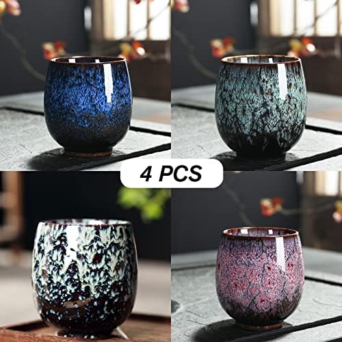 LGQ 5oz de copo de café expresso de cerâmica de 5 onças xícara de chá chinesa copos de café expresso pequenos copos espirituais, 4pcs.