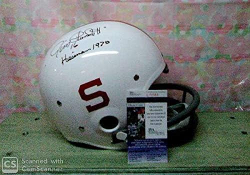 Jim Plunkett autografou assinado Stanford T/B 2BAR TK Capacete 70 Heisman JSA