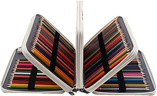 Shulaner 200 Slots Caixa de lápis colorida com fechamento de zíper de largura de grande capacidade e lápis de padrão de rosa Bola Bolsa de couro impermeável Organizador do organizador