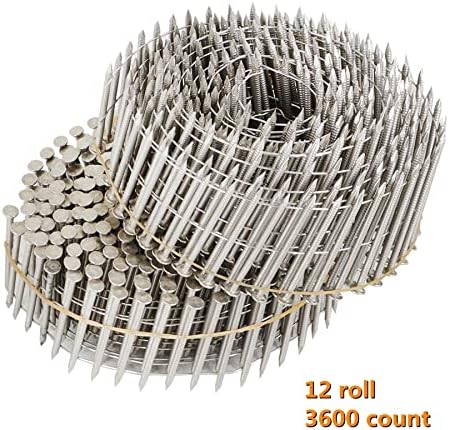 Marddpair 3600 contagem 1-3/4 polegadas x 0,090 polegadas de 15 graus anel de anel de aço inoxidável unhas de aço colado unhas de tapume de bobina de arame para tapume ou esgrima da placa de cimento ou esgrima