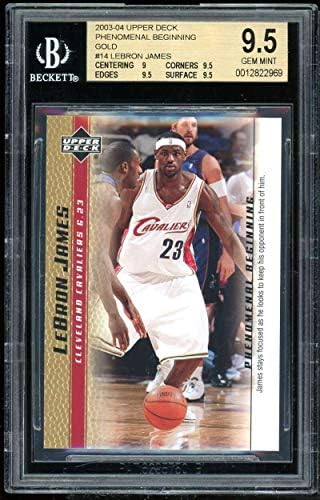 Cartão de Rookie de LeBron James 2003-04 Phenomenal Gold 14 BGS 9.5