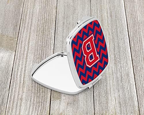 Tesouros de Caroline CJ1054-BSCM BSCM B Chevron Yale Blue e Crimson Compact Mirror, multicolor