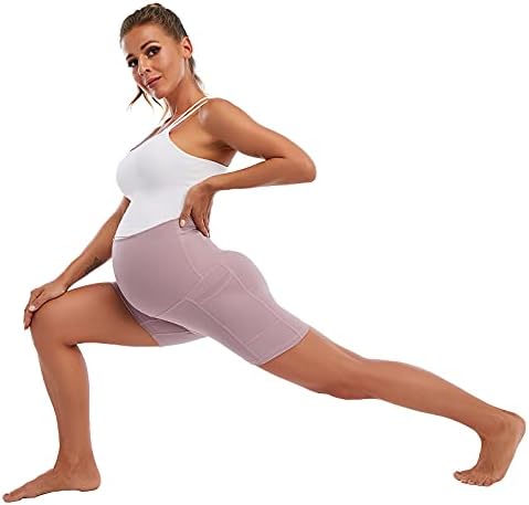 Spotential Womens Maternity Yoga Shorts Workout, ativo curto com os bolsos 5 .
