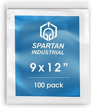 Spartan Industrial - 9 polegadas x 12 polegadas 2 mil Clear Reclosable Platpl Sags Poly Sags com zíper de vedação de travamento