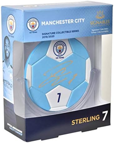 Signables Premium - Manchester City Raheem Sterling Collectible - Fac -símile oficial de futebol - Memorabilia de futebol premium