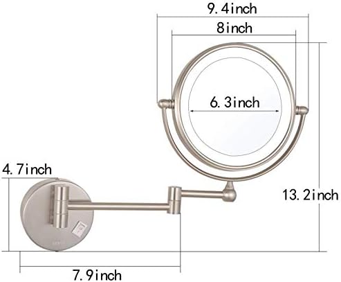 Larro Double -ledes LED Makeup Mirror com ampliação, espelho de banheiro ampliado de parede montado em 8 polegadas, espelho de banheiro