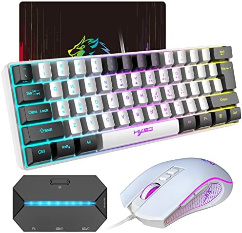 SELORSS GAMING RGB WIDED TECLARO E COMBO MOUSE - Teclado de jogos USB Compact 61 Keys RGB LED Backlit & Gaming Mouse 6400 DPI - Switch Wired Contoller para Nintendo, Windows PC Gamers, PS4-4 em 1