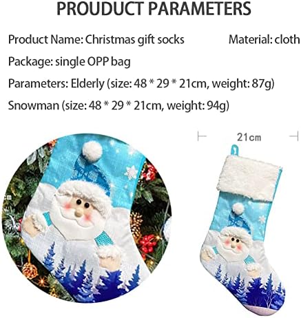 Honp 2pcs meias de Natal, boneco de neve no Papai Noel Meias de Natal, com luzes LED penduradas em meias, enfeites