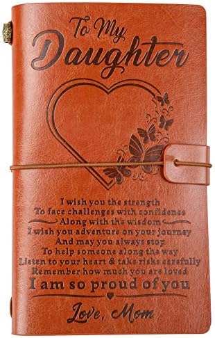 Para minha filha Journal Leather - estou orgulhoso de você, amor mãe - 140 Página notebook Gift, Reabilável Diário de Diário de Viagem Diário