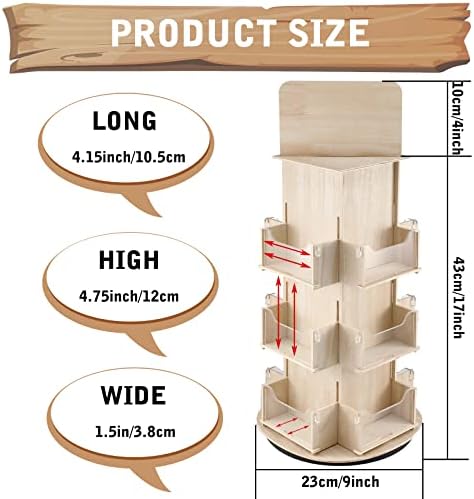 RATO DE ROTAÇÃO ROTAÇÃO 3 CLATE RACTA DE MORAGEM DE Madeira 4 lados Countre de giratória Top Spinner Stand 360 graus Spinning Tablop Stand para feiras de varejo shows de artesanato showcase