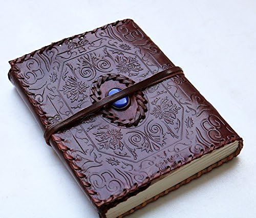 8 Journal de couro com encerramento de cordas e caderno de escrita em pedra em branco Notebook Handmade Bloco para homens