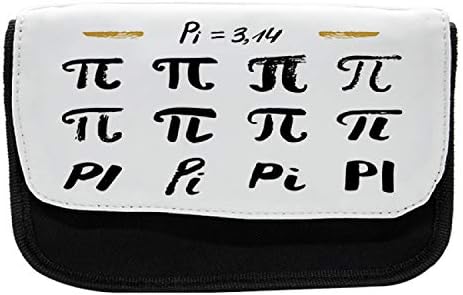 Caixa de lápis de Ambesonne Pi, Arte do Número de Ciência do Conceito Matemática, Saco de Lápis de Caneta com Zíper duplo, 8,5 x 5,5, Charcoal Grey Pale Coffee e White