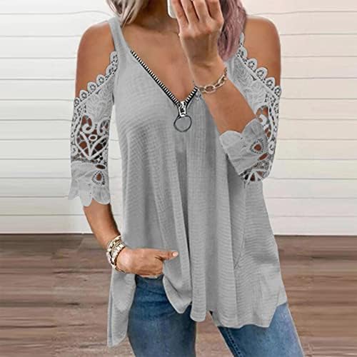 Camisa Comigeewa Vneck Womens 2023 Cold Slip Slip Slip Camisa de Blusa Blusa de Algodão Mangueira de Manga Curta para Senhoras