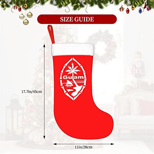 QG ZZX Guam Christmas Stocking Chas Stagens Lareira pendurada Meia de 18 polegadas decoração de férias