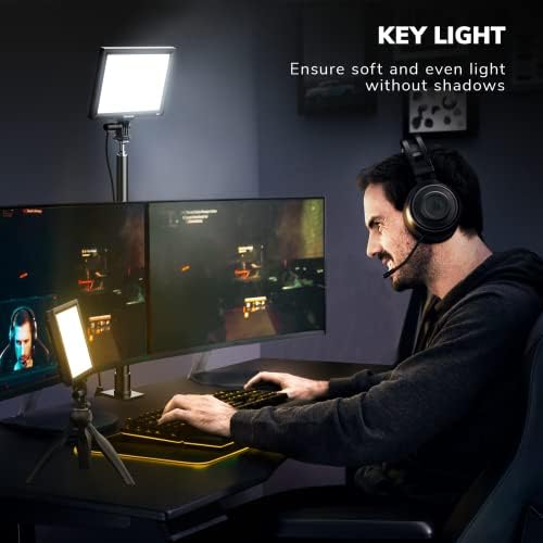 Luz-chave, iluminação de videoconferência DAZZNE D20, iluminação de streaming Bi-Color 3200-5600K Luz de vídeo com