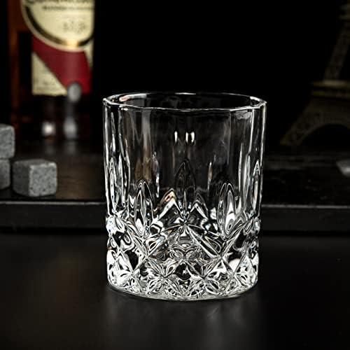 Calliva von vidro bourbon antiquado, conjunto de 4 óculos de uísque de cristal na caixa de presente. Rocks Glass for Scotch Irish
