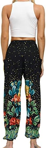 Mulheres Aladdin Imprimir harém Hippie Calça hippie yoga boho moda casual macacão floral verão alta cintura calça de moletom