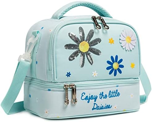 Mohco Kids Bag Bento Bento Cooler Bag Dois Compartamentos Cooler para Meninos e Meninas com Tote de Almoço de Viagem de Strap
