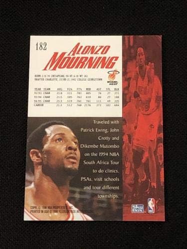 Alonzo Mourning 1995-96 Skybox Card Autografado #182 Miami Heat - Cartões autografados de basquete