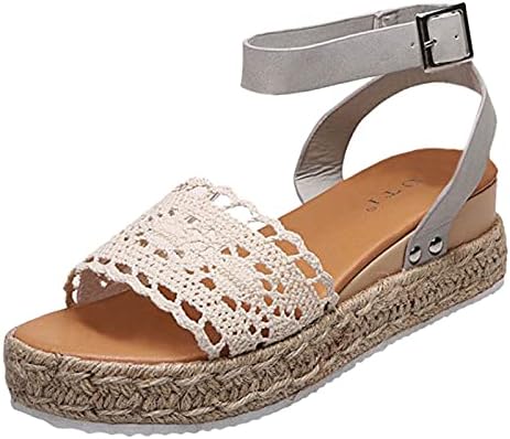 Plataforma de sandálias Cuas confortáveis, dedo do dedo do pé de verão Cristal Torno