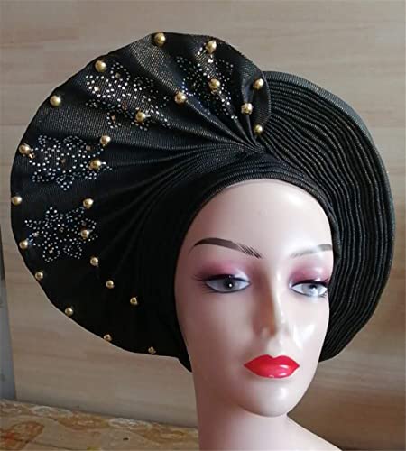 Enrolamento da cabeça africana já fez Auto Gele Headties Chapéus de turbante e bonés femininos de casamento nigeriano