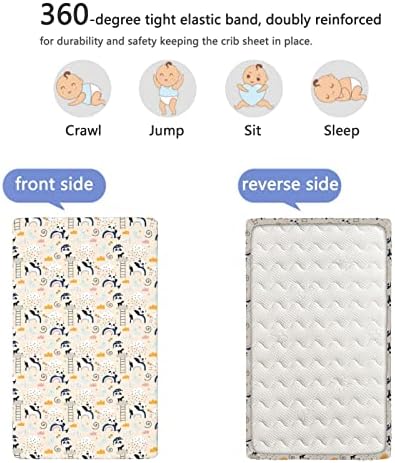 Mini-berço com tema de panda, lençóis de berço, lençóis de berço portáteis lençóis macios e respiráveis ​​lençóis de colchão de colchão