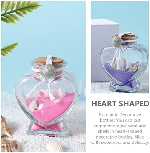 Coheali Glass Wish Jar 4pcs Glass Wish Bottles Sandsake Tipo de coração Tipo de vidro Favor de frascos com tampas